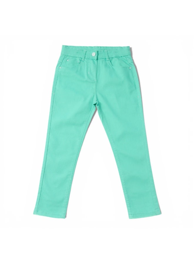 MARWAN Girls Cotton Stretch Long Pants with Waist Belt - Image 1
